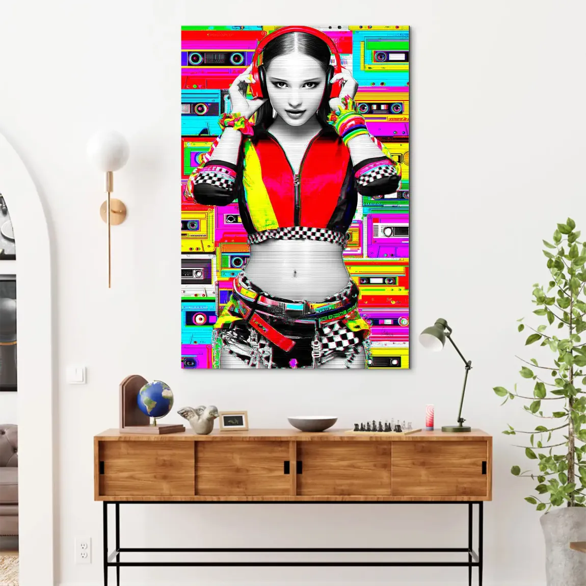 Retro DJ Girl Alu Dibond Bild