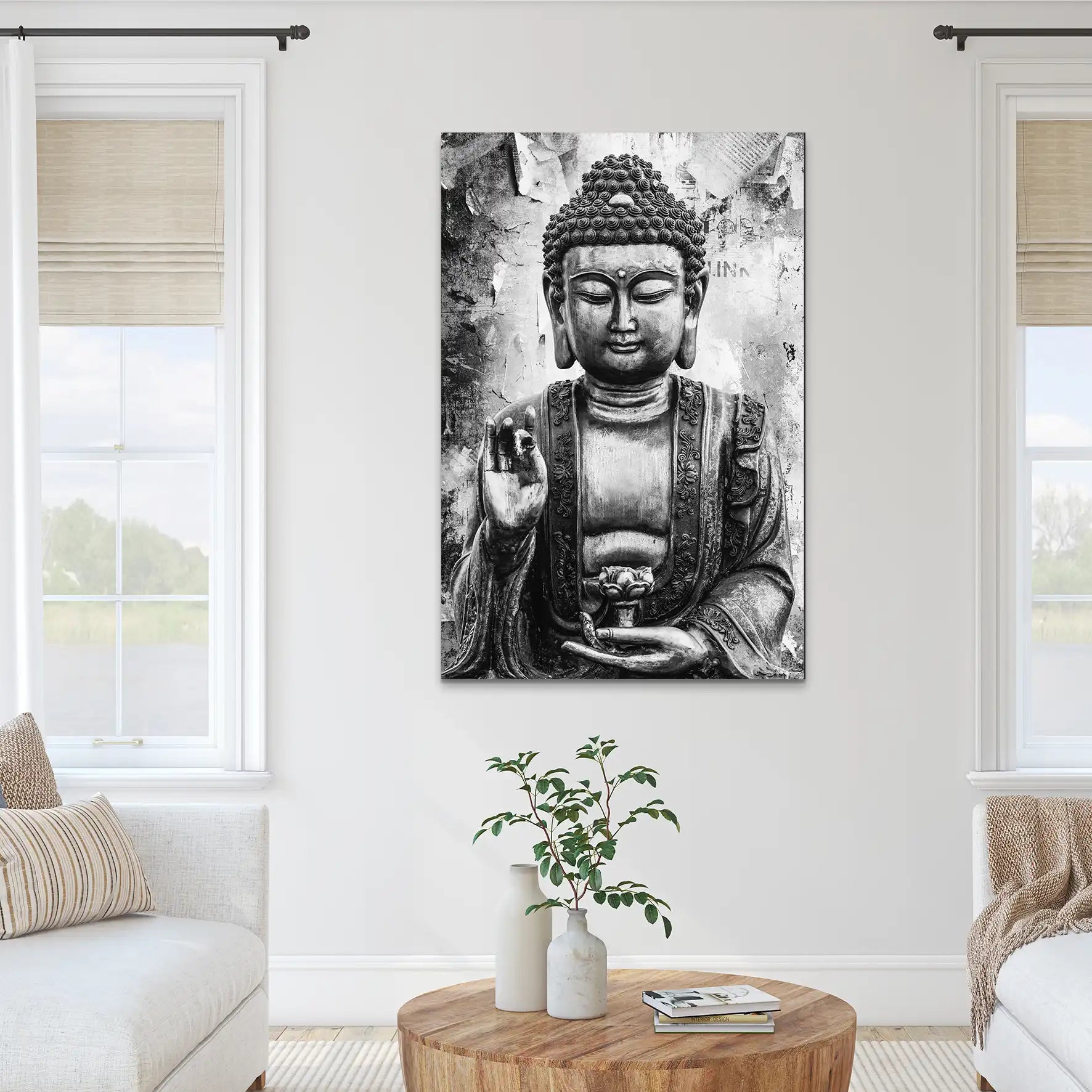 Buddha Black Style AluDibond Bild INGALERIE