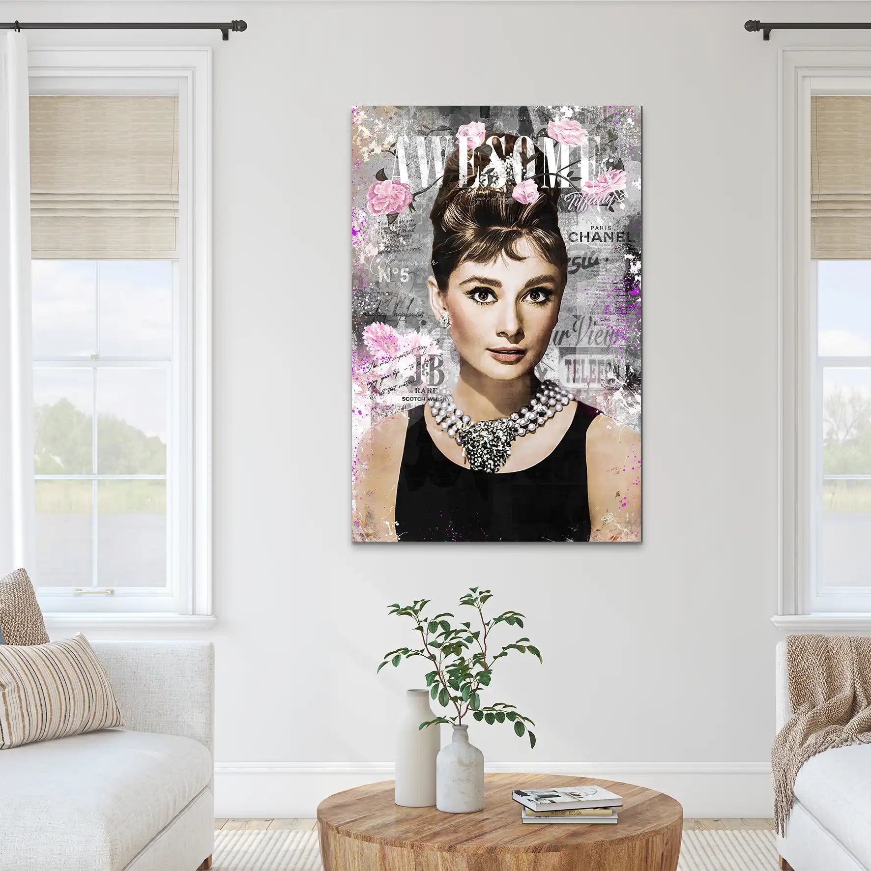 Audrey Hepburn Awesome Pop Art AluDibond Bild INGALERIE