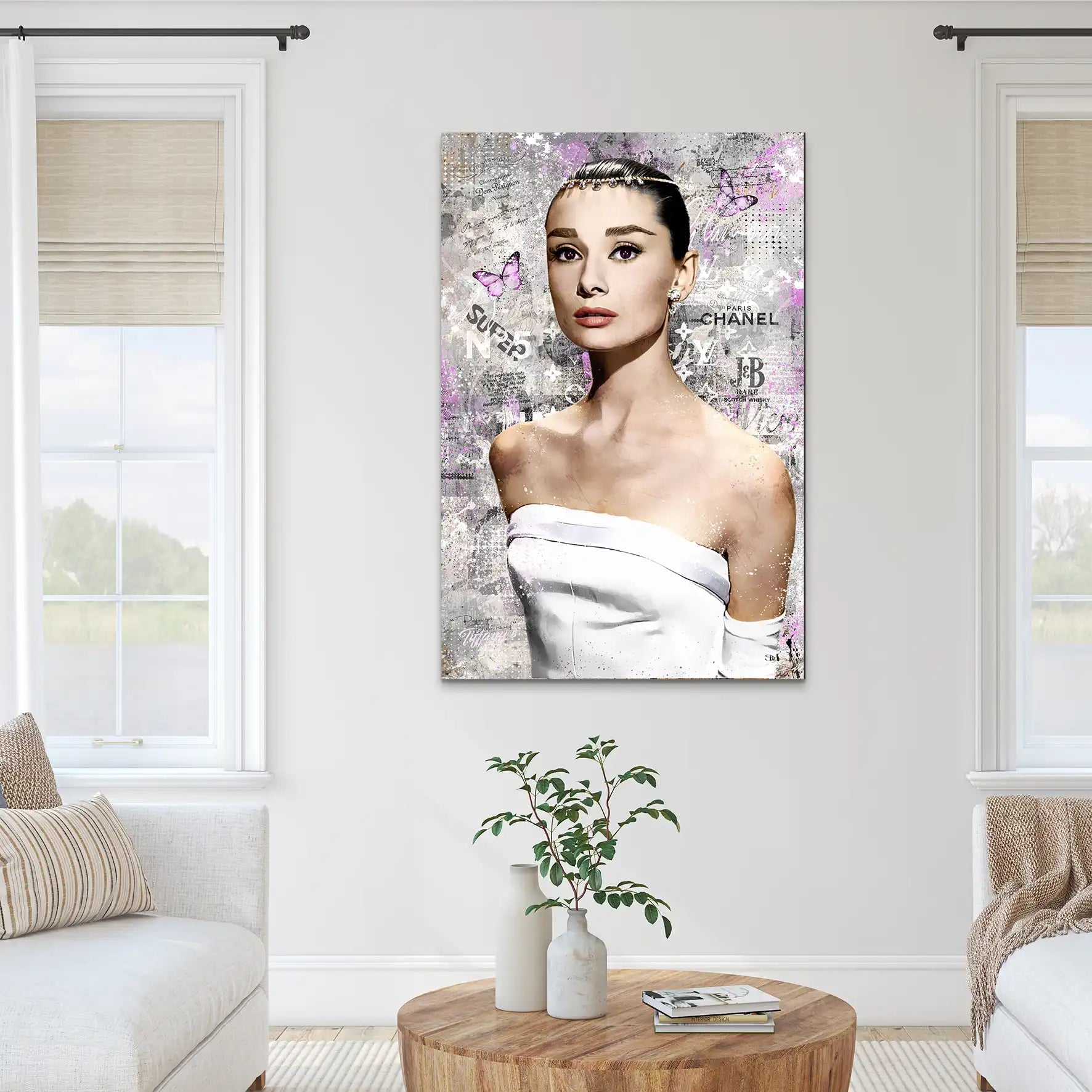 Audrey Hepburn Silver Style Pop Art AluDibond Bild INGALERIE