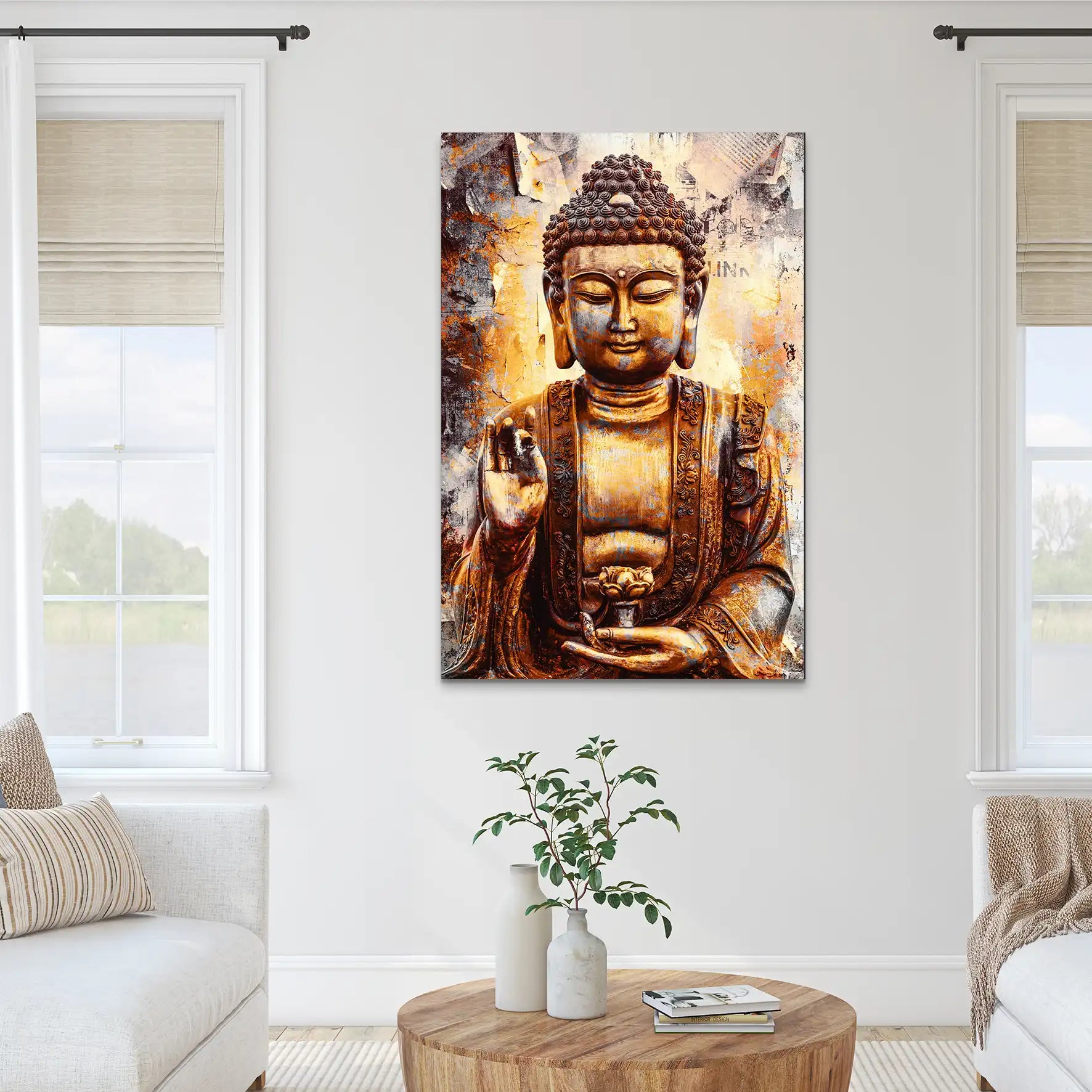 Buddha Retro Style AluDibond Bild INGALERIE