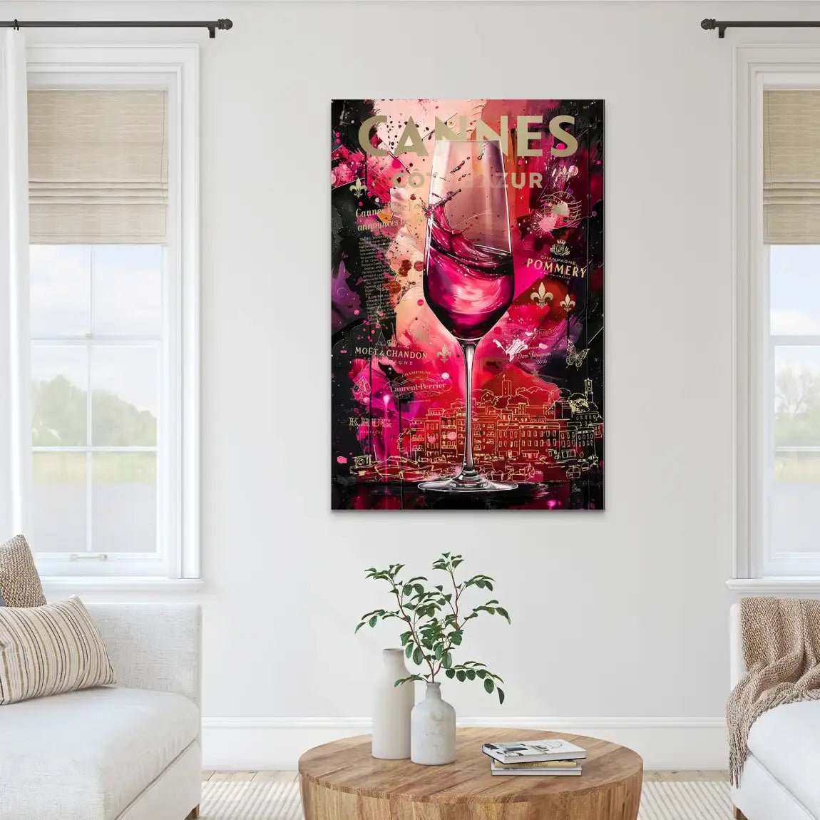 Cannes Champagner Pop Art AluDibond Bild INGALERIE