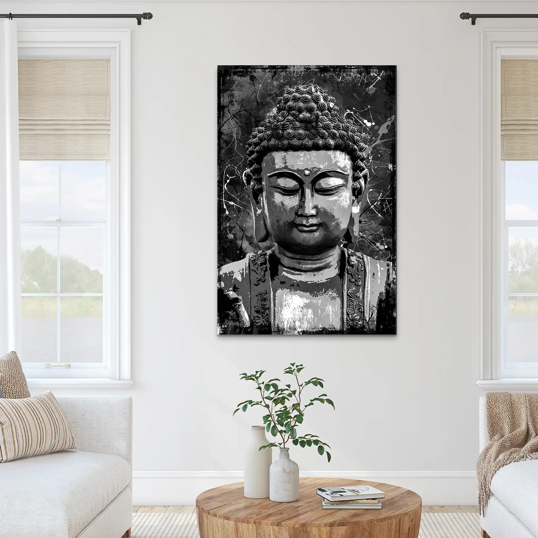 Buddha Black Abstrakt AluDibond Bild INGALERIE