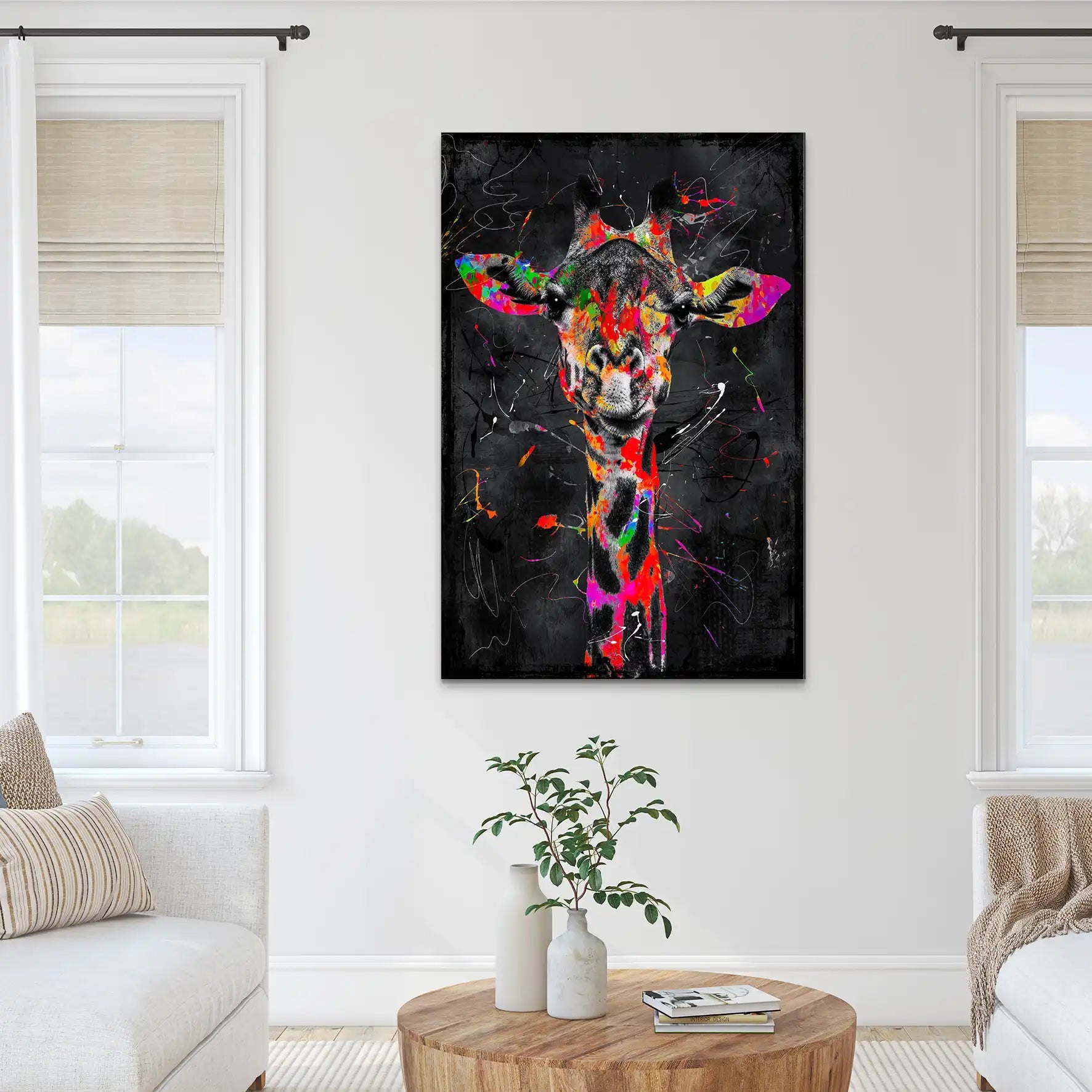 Giraffe Abstrakt Black Style AluDibond Bild INGALERIE