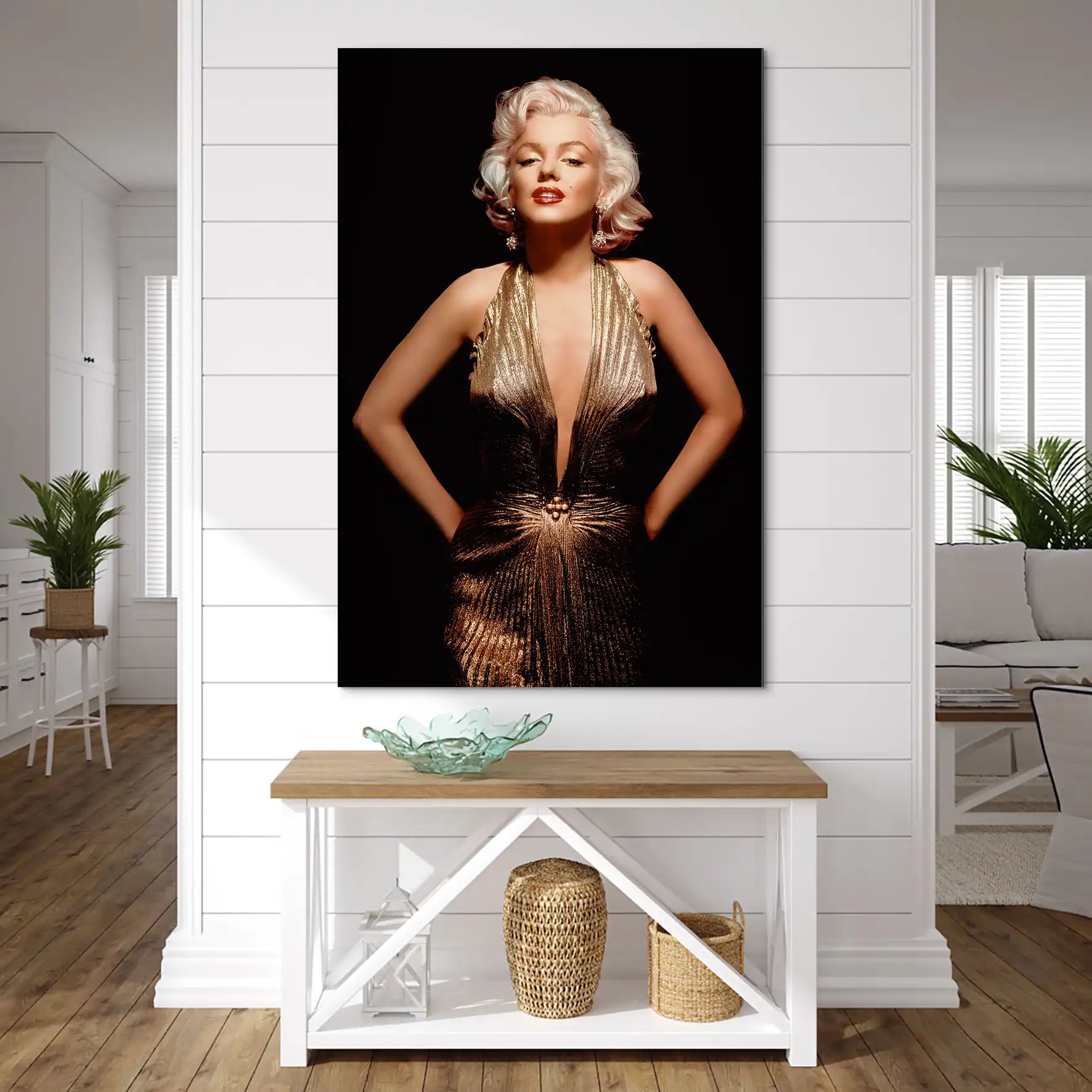 Marilyn Gold Dress AluDibond Bild INGALERIE