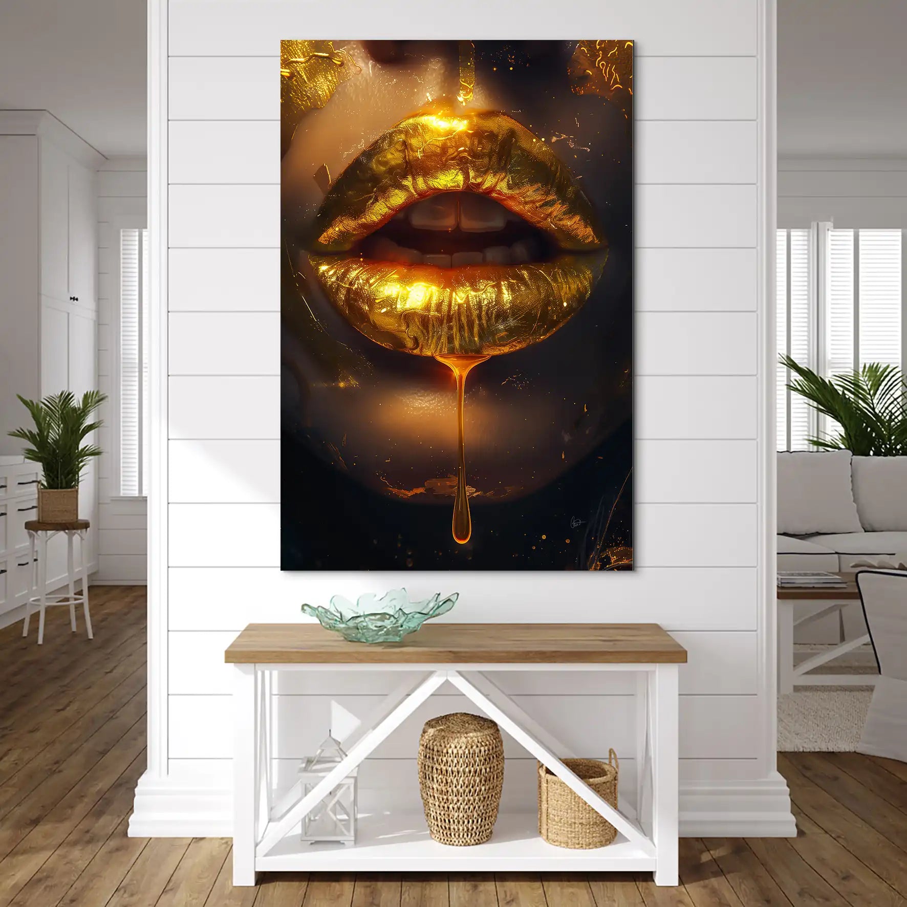 Sweet Gold Lips AluDibond Bild INGALERIE