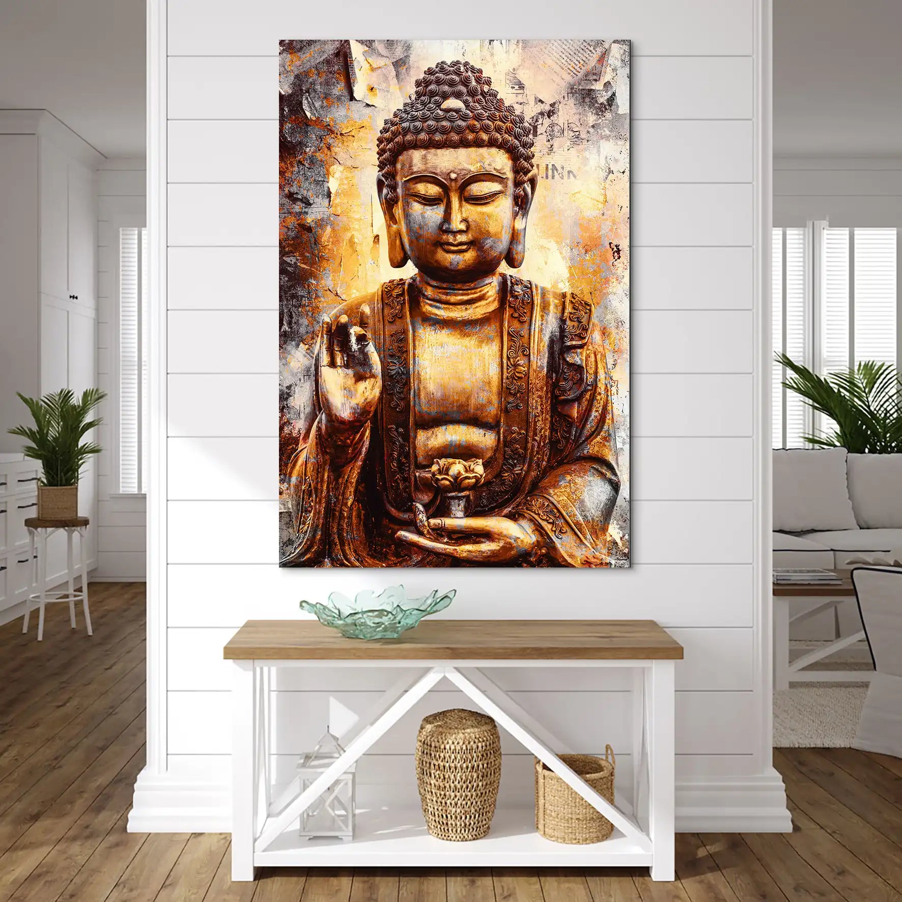 Buddha Retro Style AluDibond Bild INGALERIE