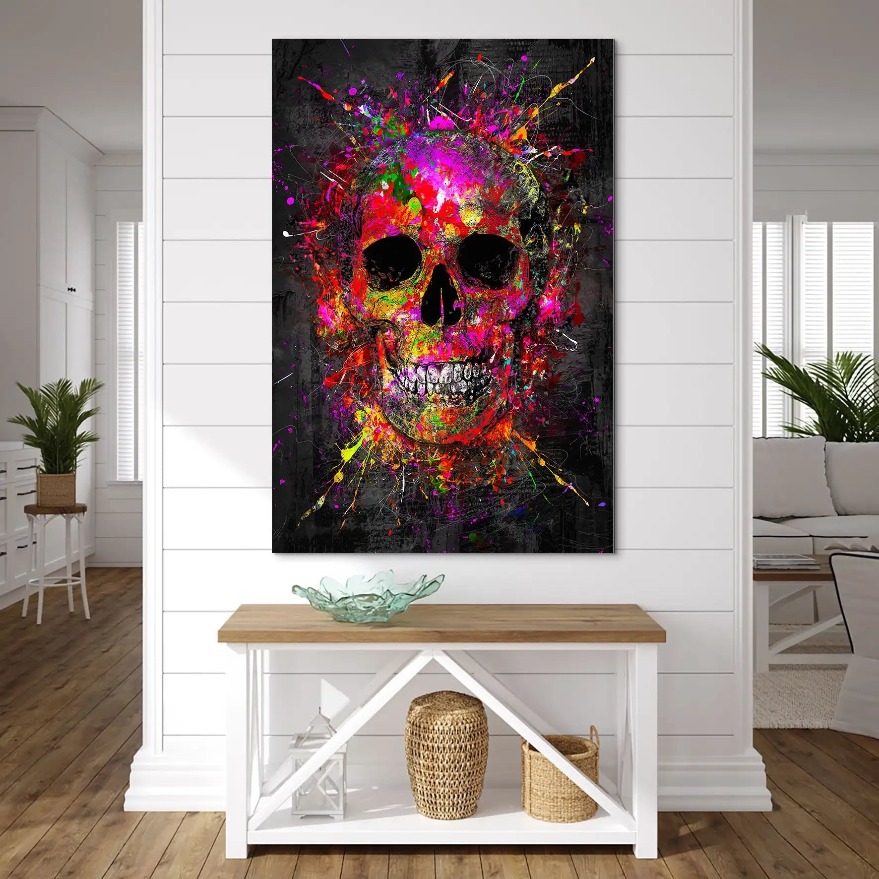 Totenkopf Abstrakt Color Art AluDibond Bild INGALERIE