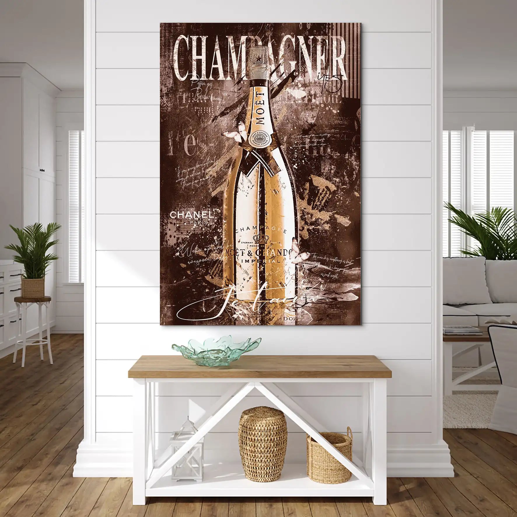 Champagner Je Taime Retro AluDibond Bild INGALERIE