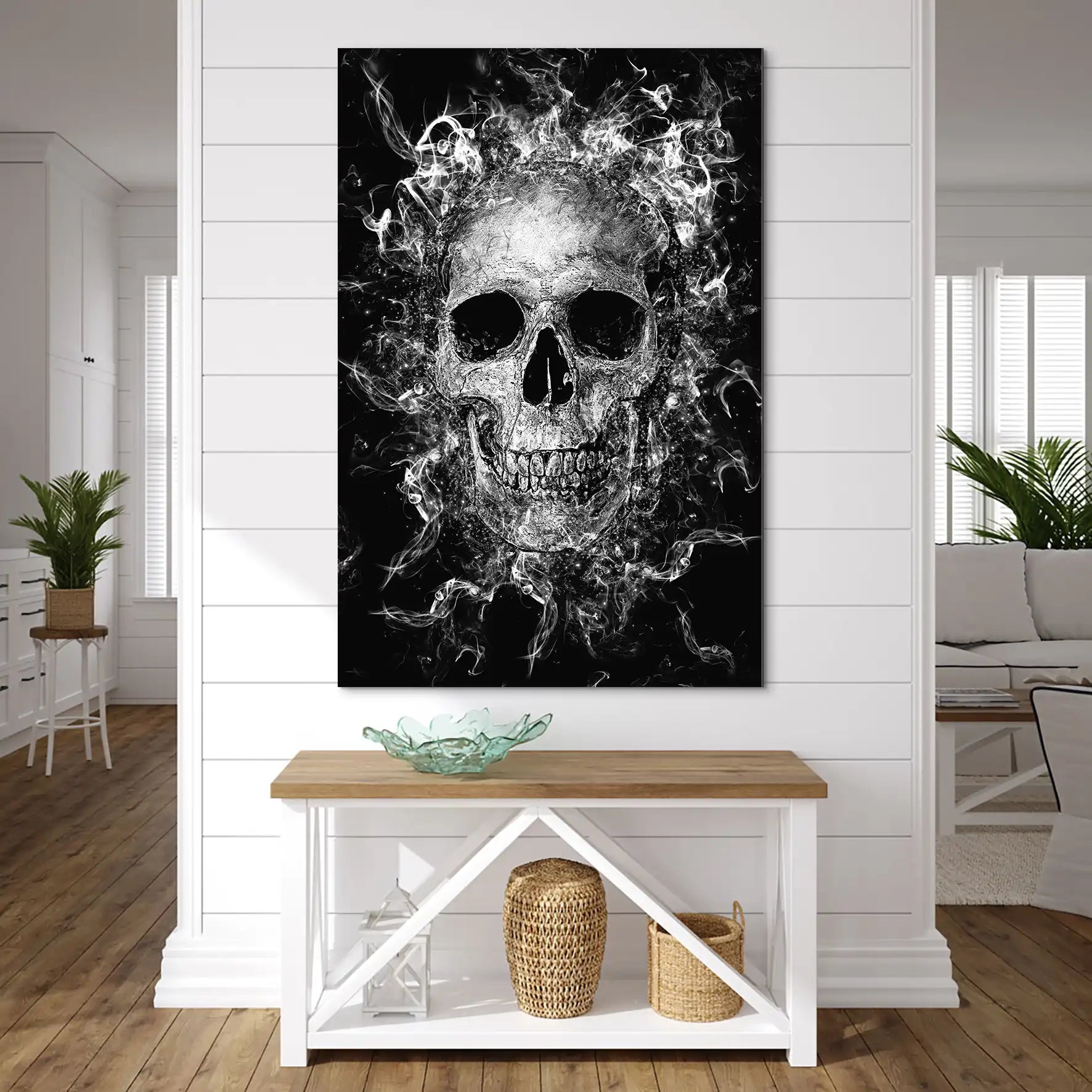 Totenkopf Abstrakt Black AluDibond Bild INGALERIE