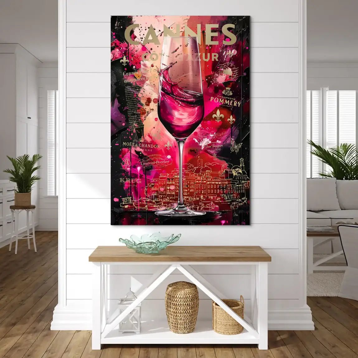 Cannes Champagner Pop Art AluDibond Bild INGALERIE