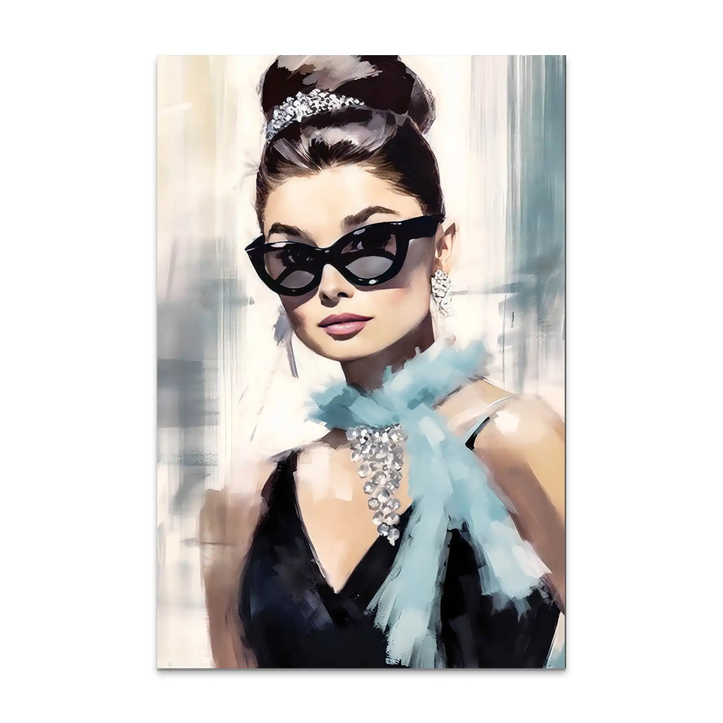 Audrey Hepburn Tiffany Style AluDibond Bild INGALERIE