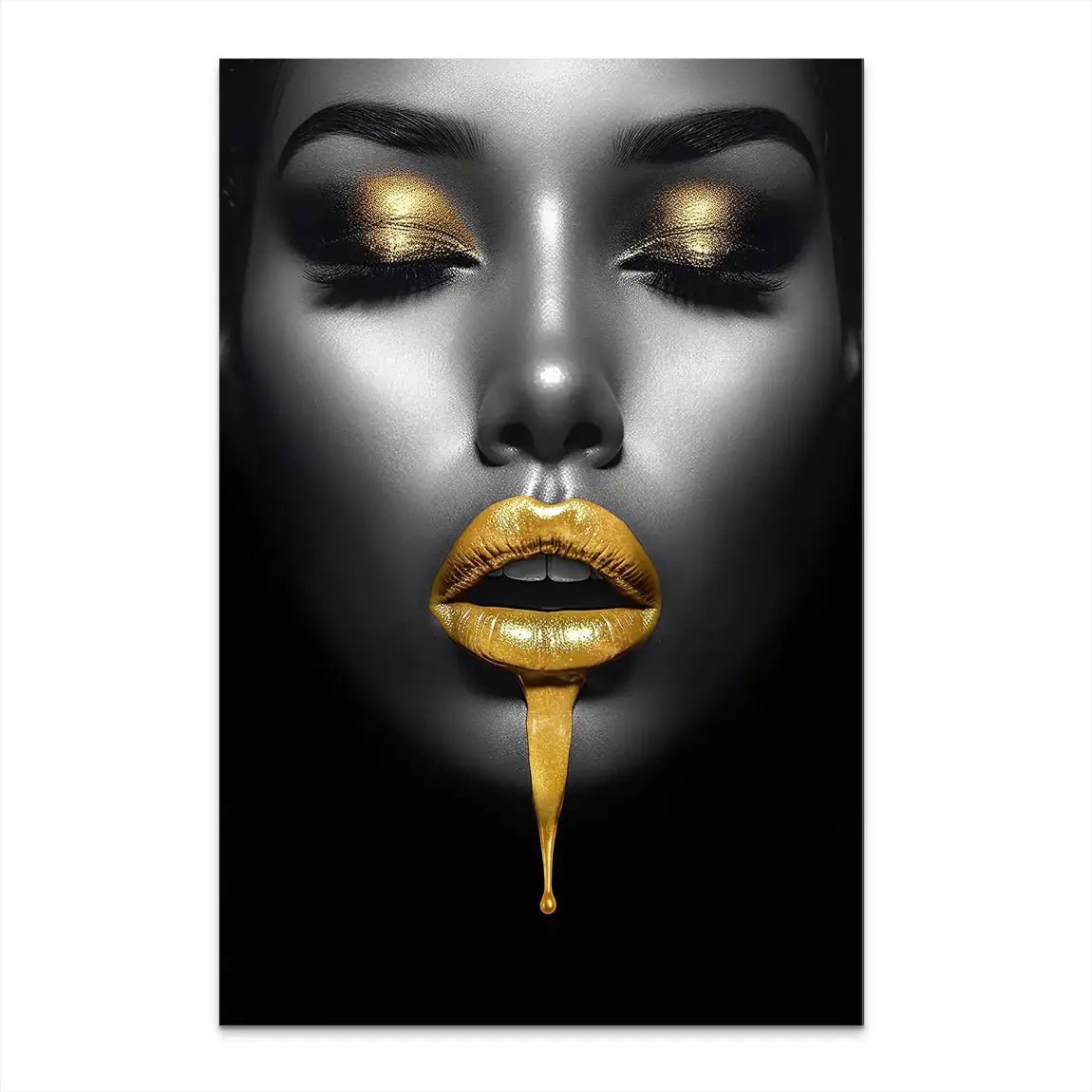 Gold Lips Beauty AluDibond Bild INGALERIE