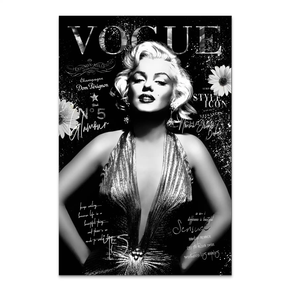 Marilyn Black Vogue AluDibond Bild INGALERIE