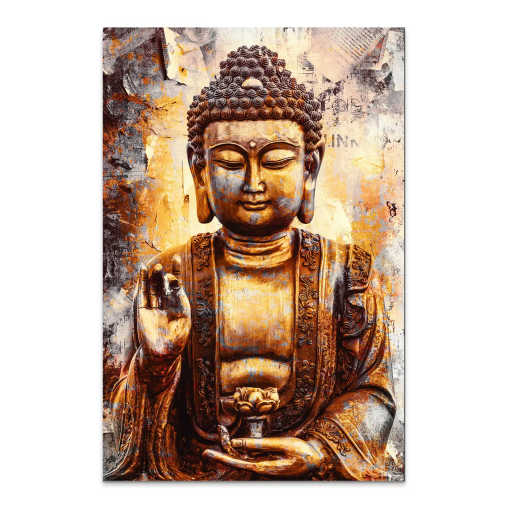 Buddha Retro Style AluDibond Bild INGALERIE