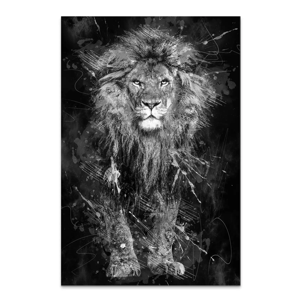 Lion Dark Splash AluDibond Bild INGALERIE