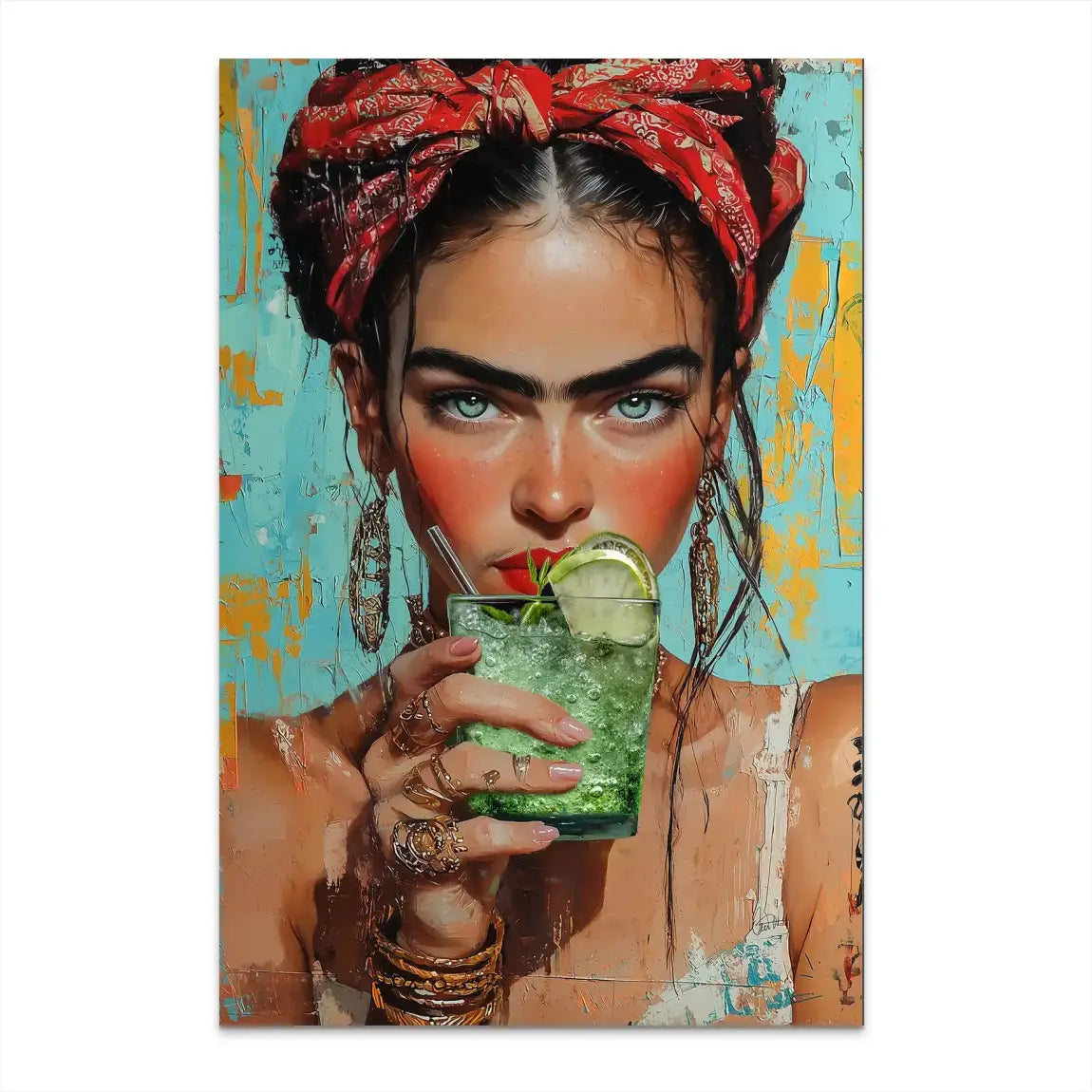 Frida Kahlo Mint Alu Dibond Bild