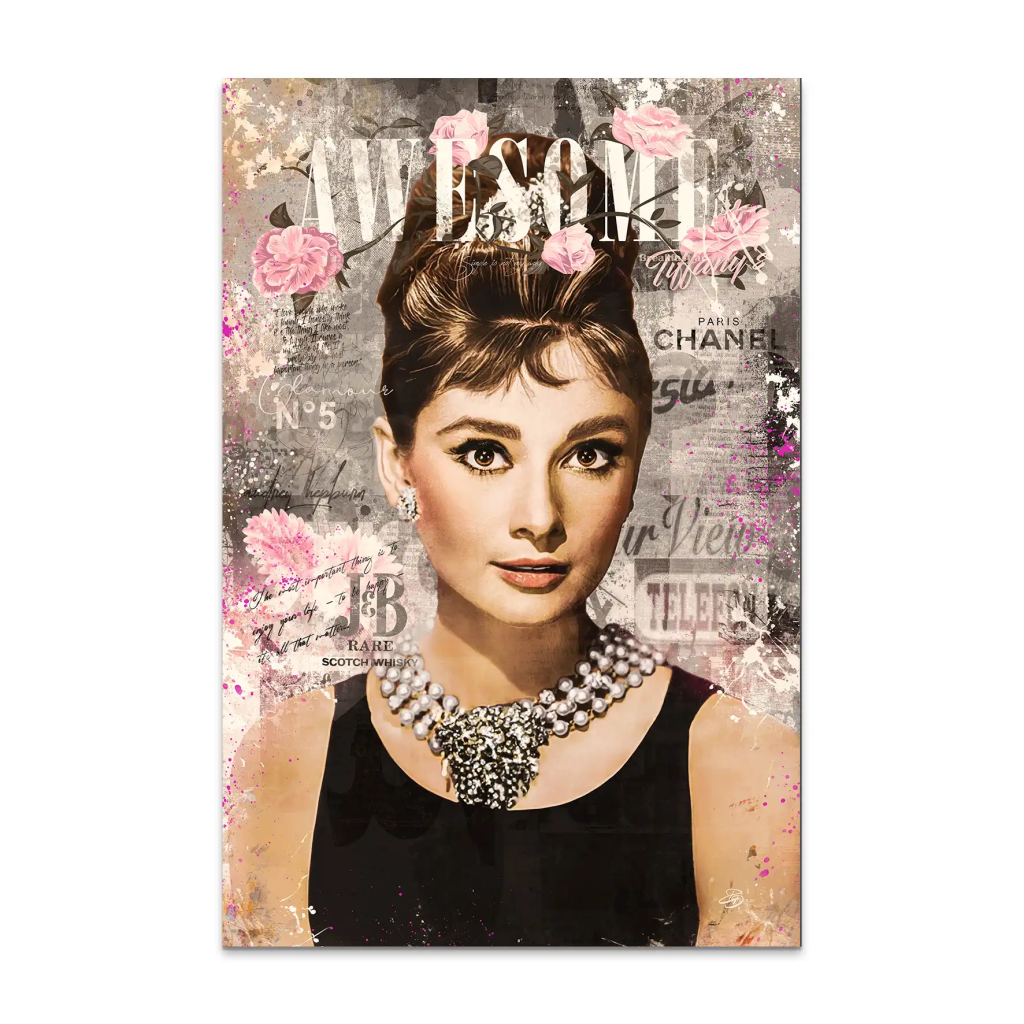 Audrey Hepburn Awesome Retro Pop Art AluDibond Bild INGALERIE