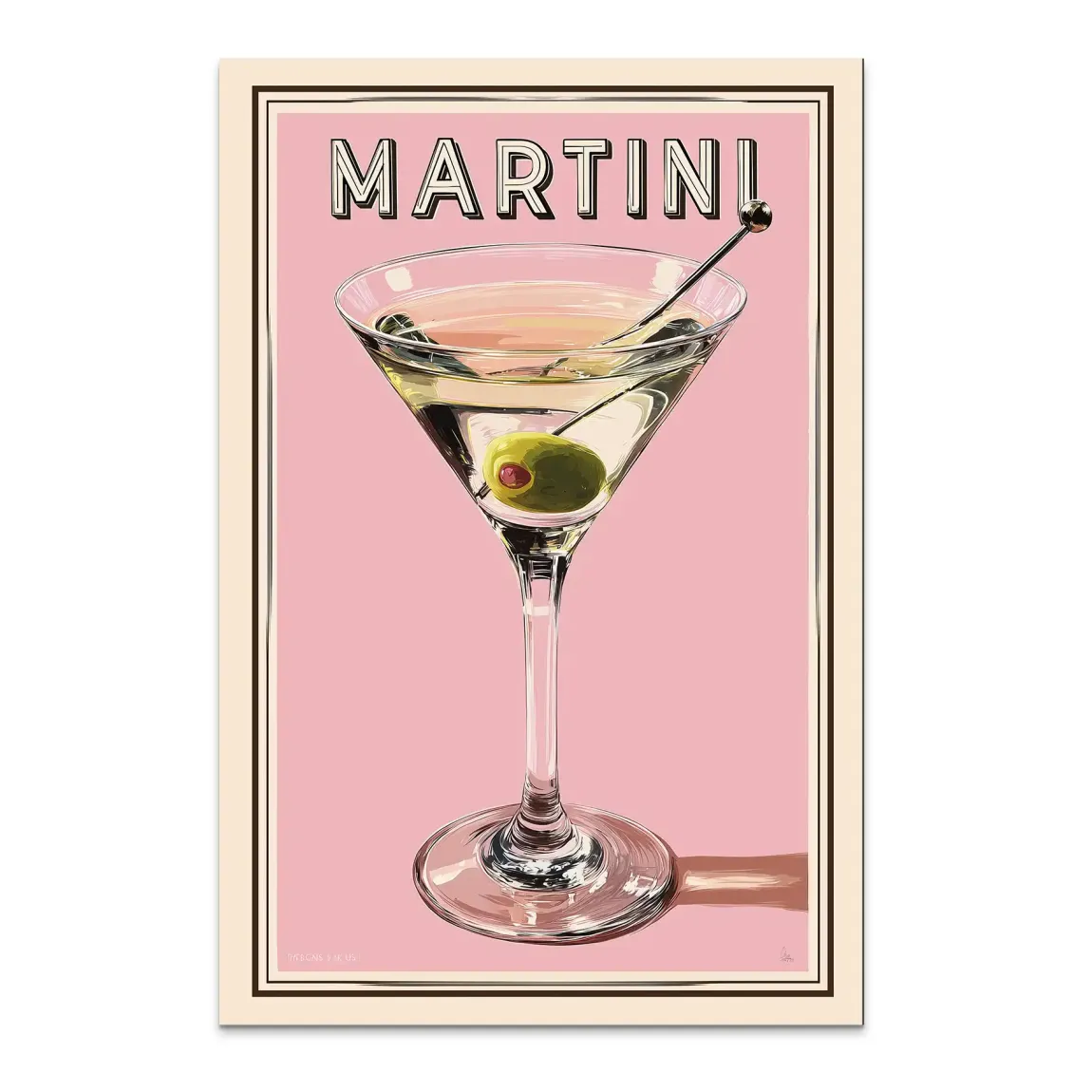 Martini Retro Art Alu Dibond Bild