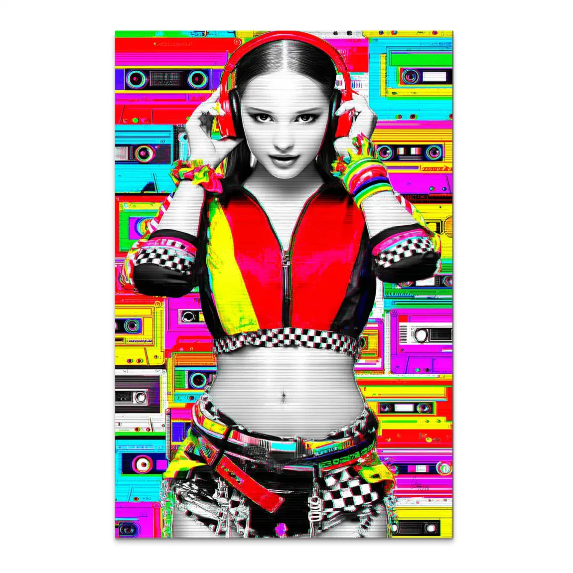 Retro DJ Girl Alu Dibond Bild