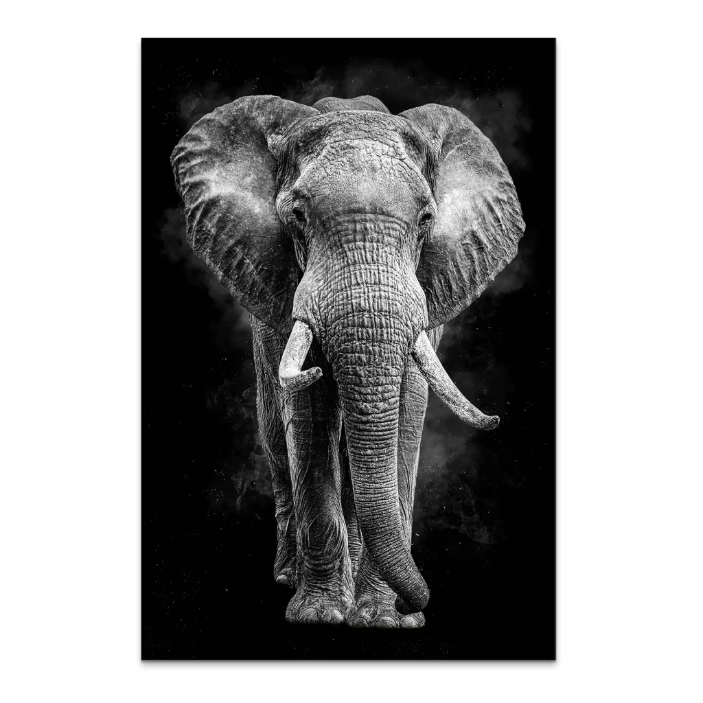 Elefant Abstrakt Dark Style AluDibond Bild INGALERIE