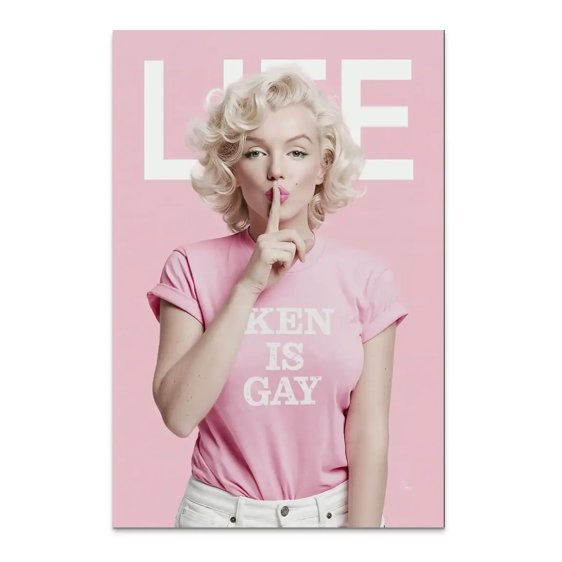 Marilyn Monroe Ken is Gay Alu Dibond Wandbild