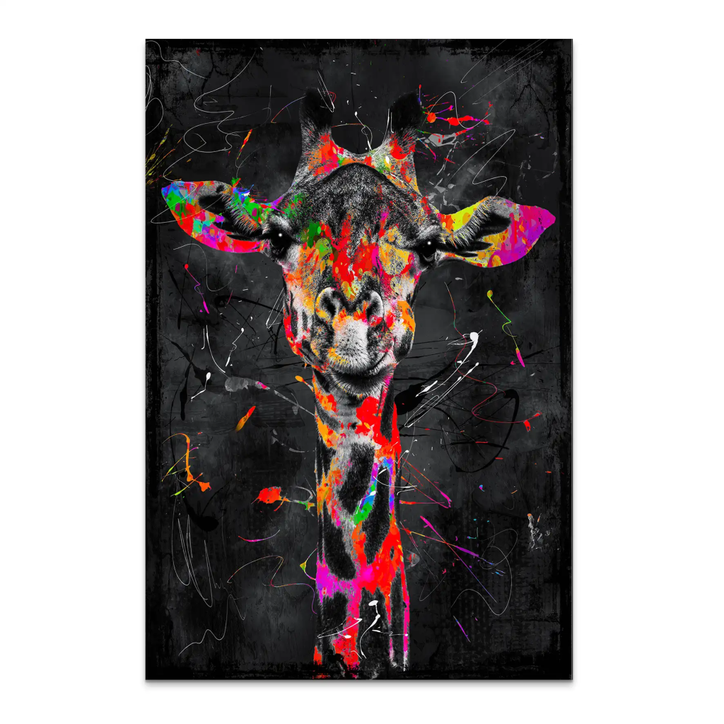 Giraffe Abstrakt Black Style AluDibond Bild INGALERIE