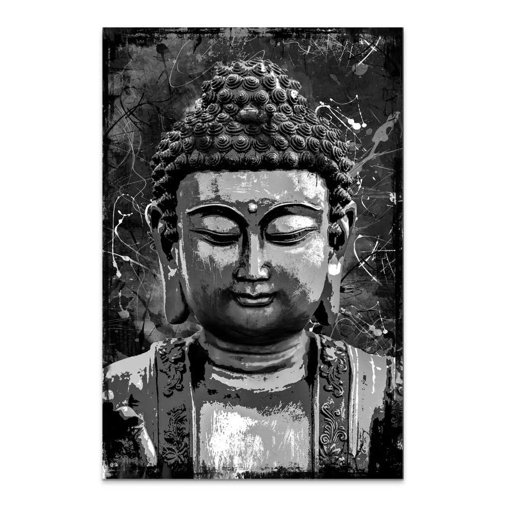 Buddha Black Abstrakt AluDibond Bild INGALERIE