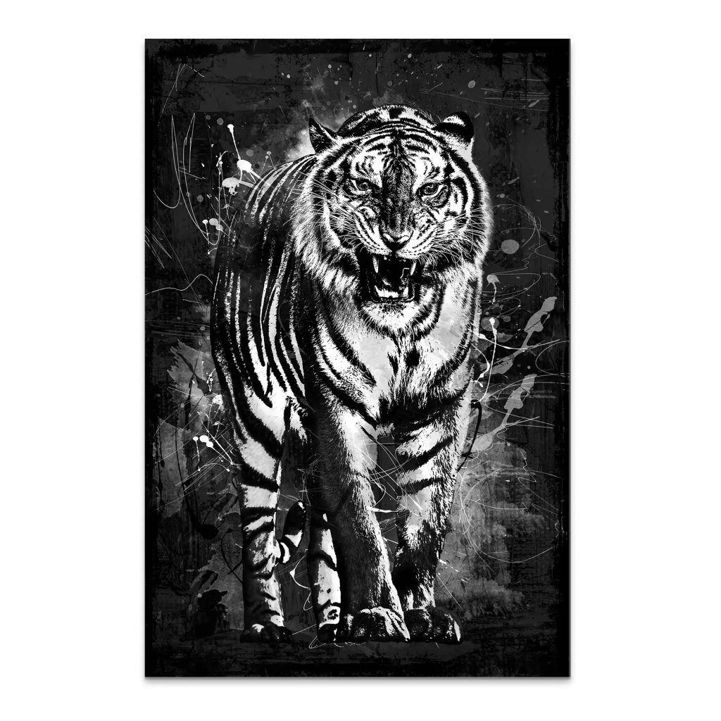 Tiger Abstrakt Black AluDibond Bild INGALERIE