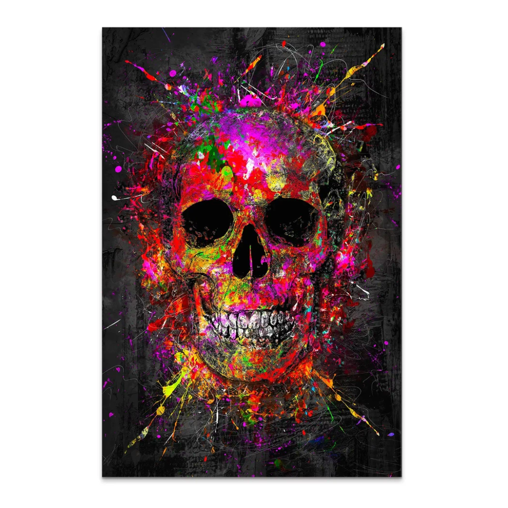 Totenkopf Abstrakt Color Art AluDibond Bild INGALERIE