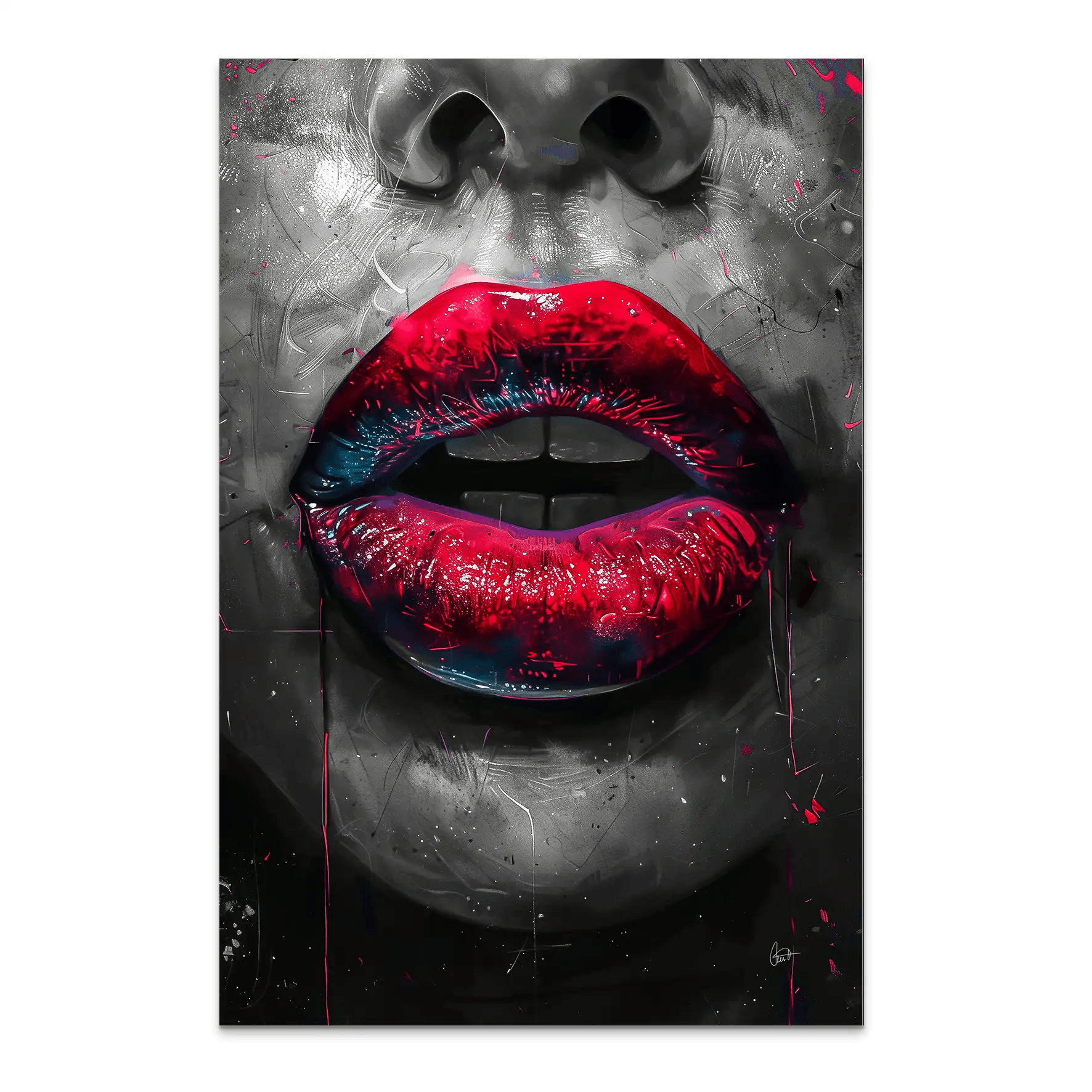 Abstrakt Red Lips AluDibond Bild INGALERIE