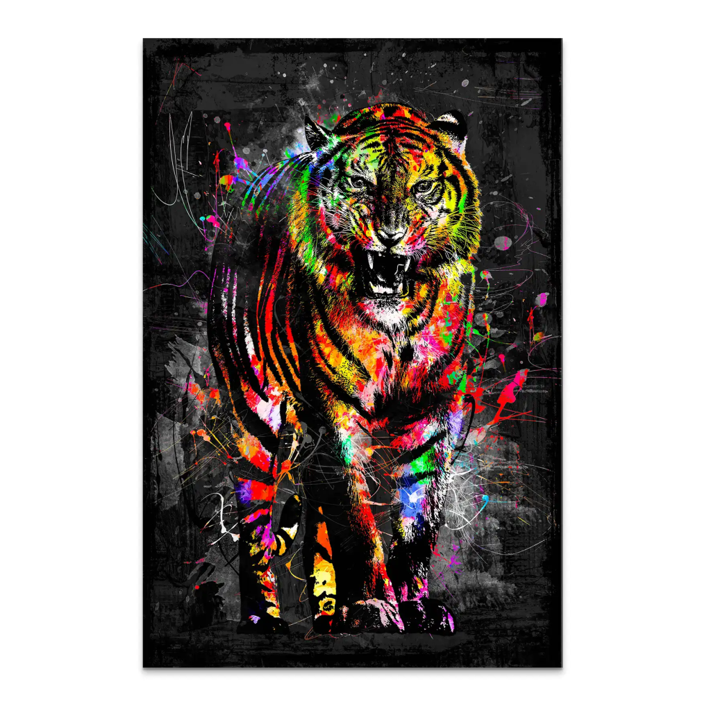 Tiger Abstrakt Color AluDibond Bild INGALERIE