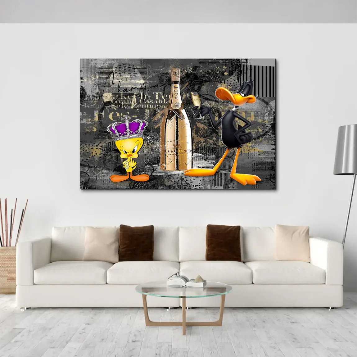 Tweety Duffy Champagner AluDibond Wandbild