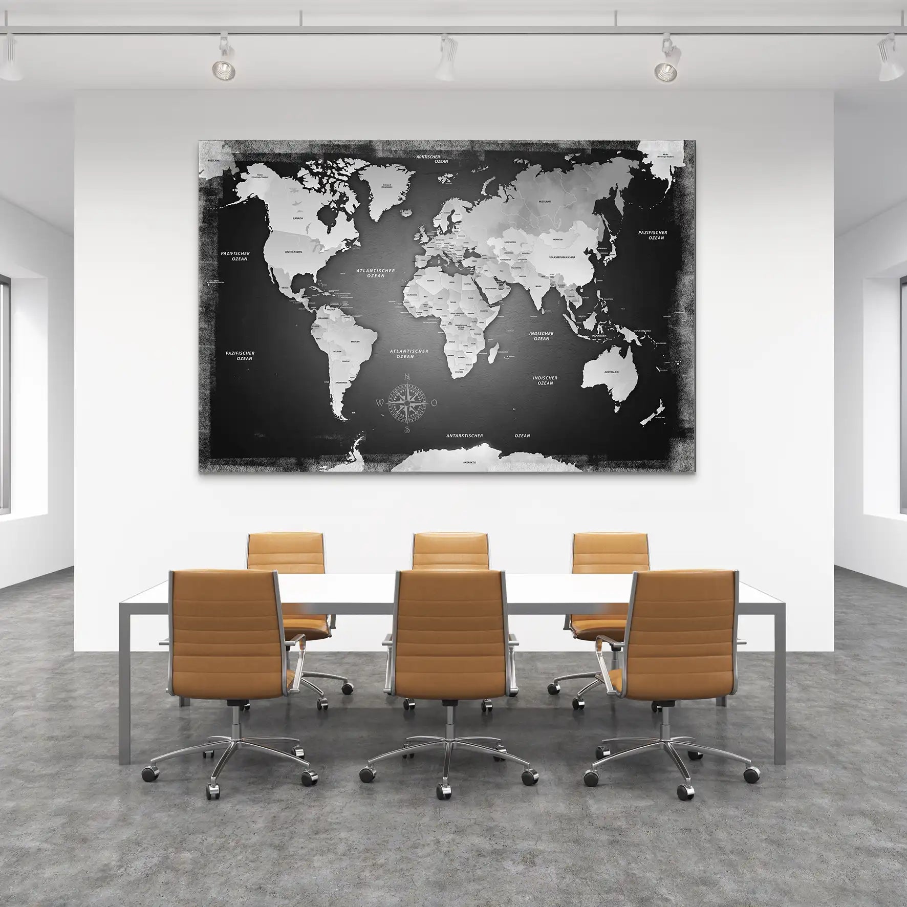 Weltkarte Black Style AluDibond Bild INGALERIE