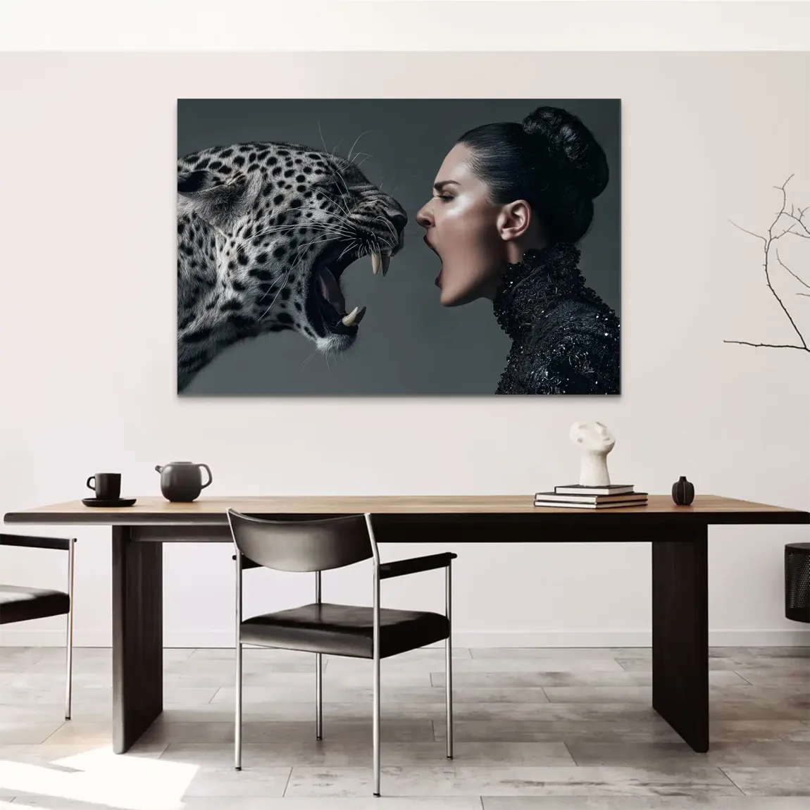 Wild Leopard Woman AluDibond Bild
