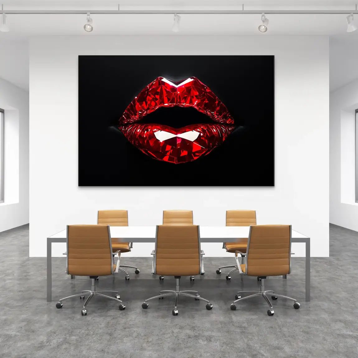 Red Glas Lips AluDibond Bild INGALERIE