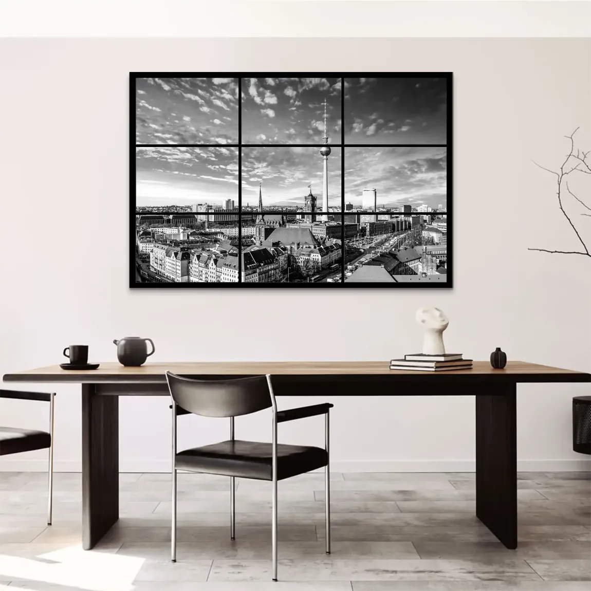 Berlin Skyline Noir AluDibond Bild