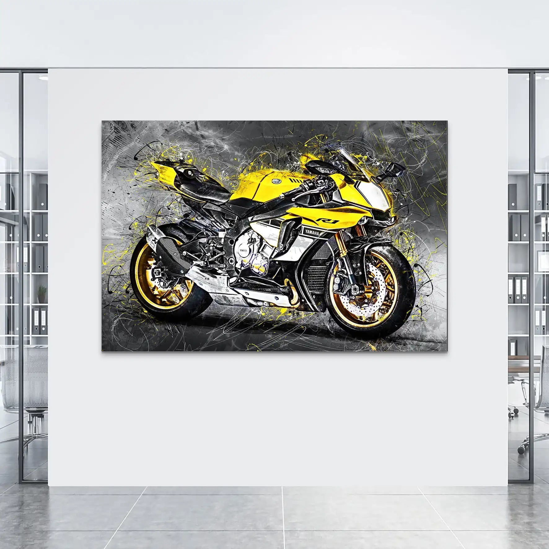 Yamaha R1 Abstrakt AluDibond Bild INGALERIE