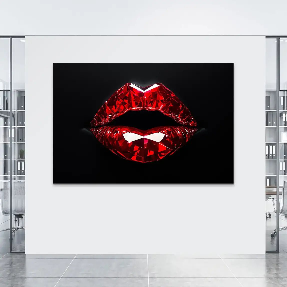 Red Glas Lips AluDibond Bild INGALERIE