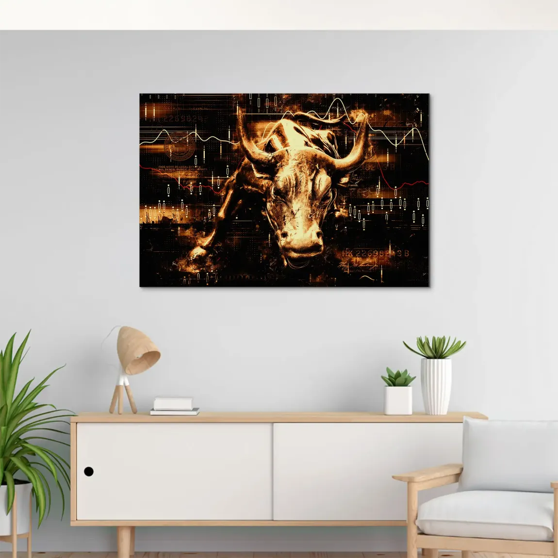 Börsenbulle Retro Art AluDibond Wandbild