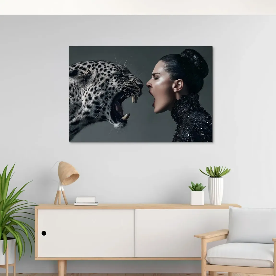 Wild Leopard Woman AluDibond Bild