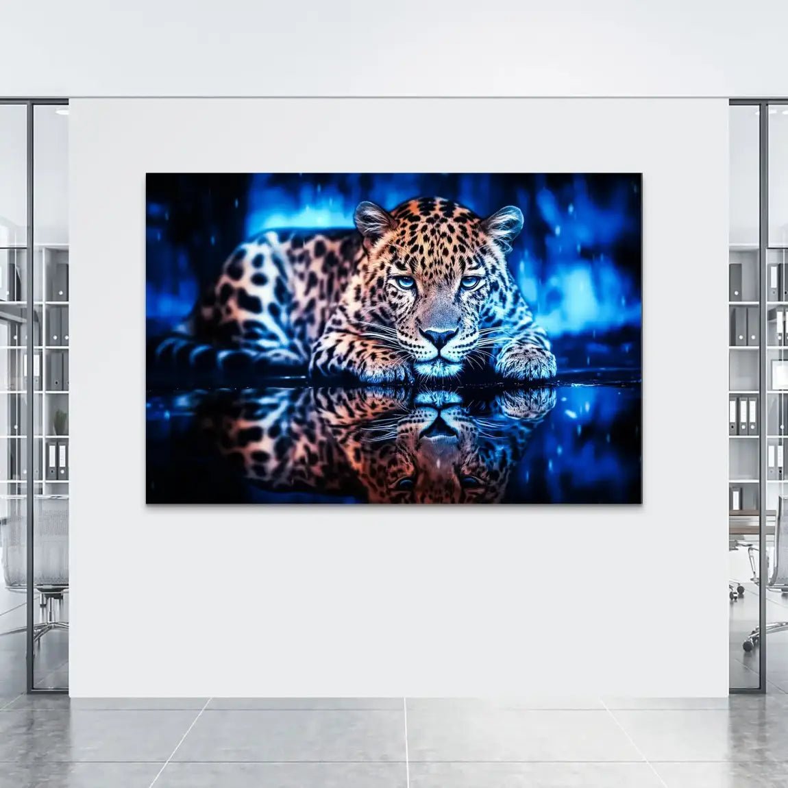 Leopard by Night AluDibond Bild INGALERIE