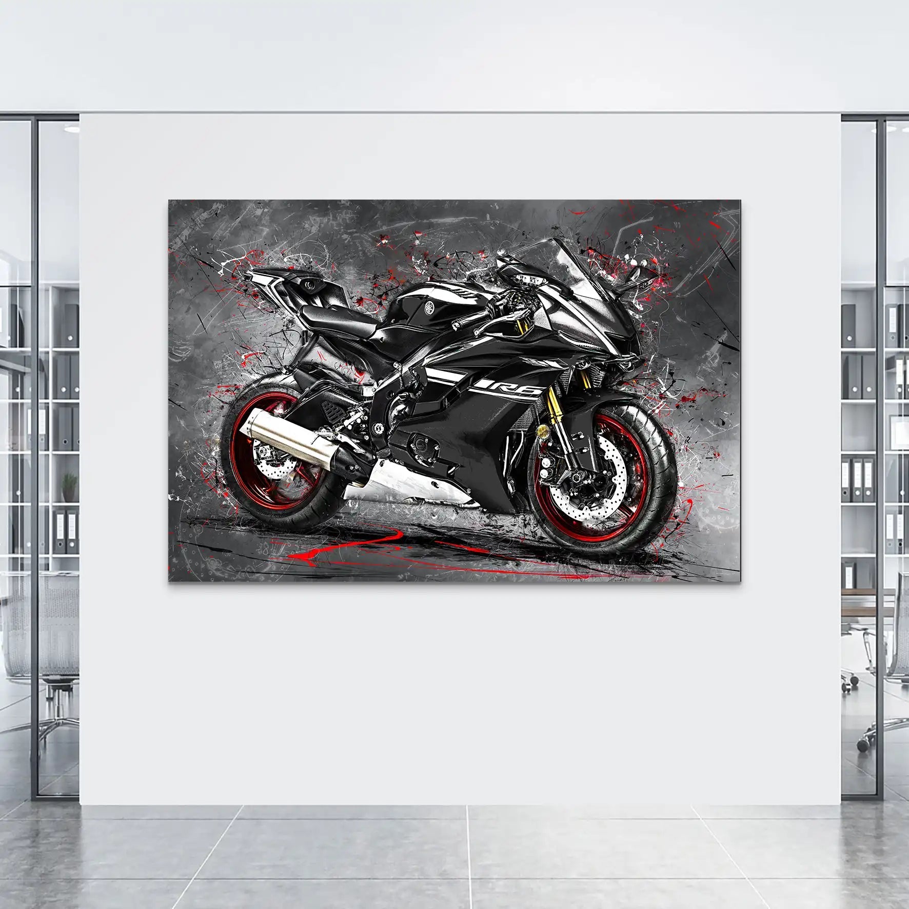 Yamaha R6 Abstrakt Black AluDibond Bild INGALERIE