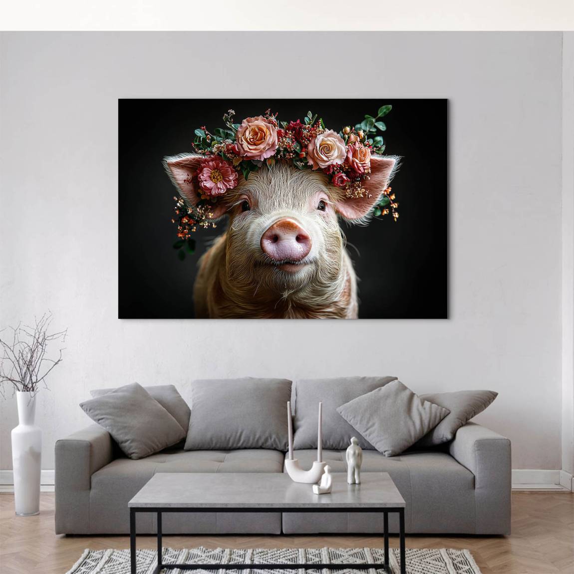 Blüten Schwein AluDibond Bild