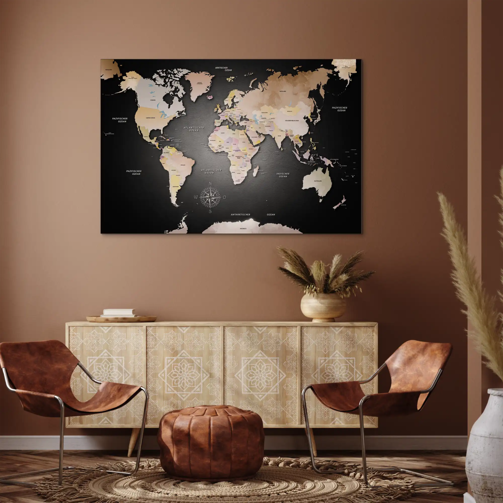 Weltkarte Color Style AluDibond Bild INGALERIE