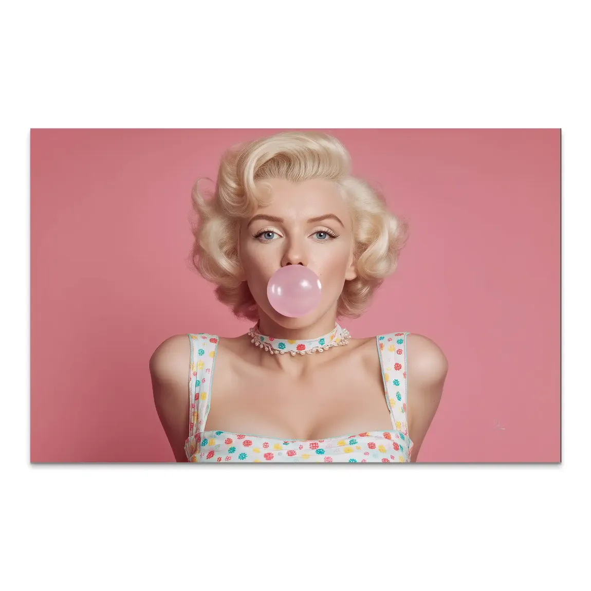 Marilyn Monroe Pink Bubble AluDibond Bild