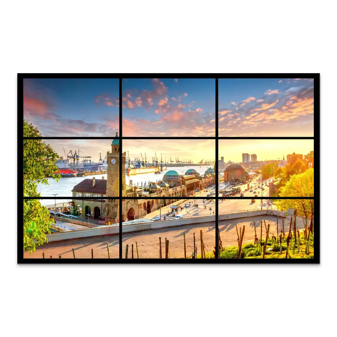 Hamburg Sunset View AluDibond Bild