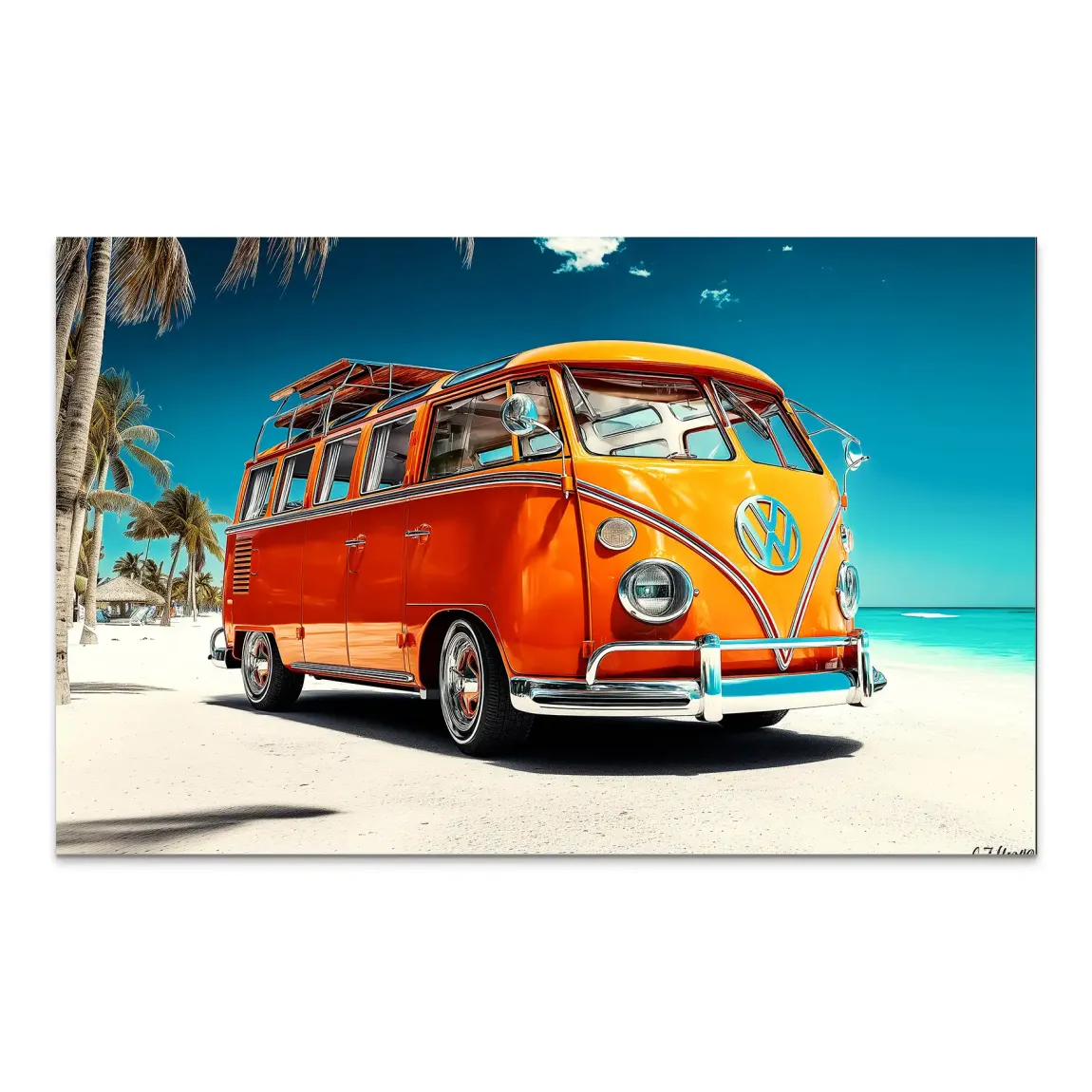 VW Bulli Beach AluDibond Bild INGALERIE