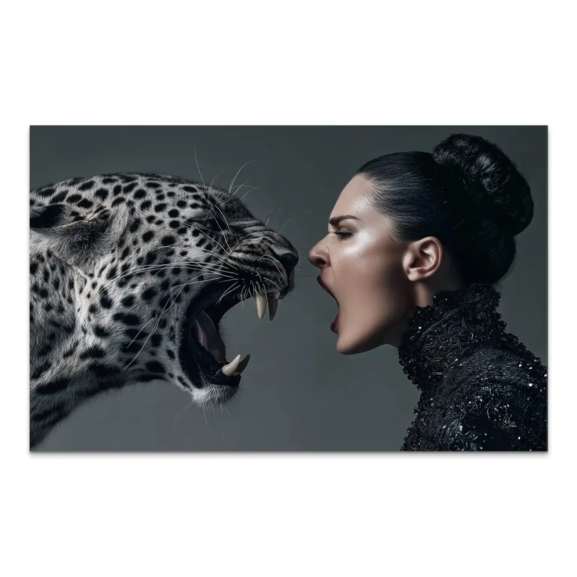 Wild Leopard Woman AluDibond Bild