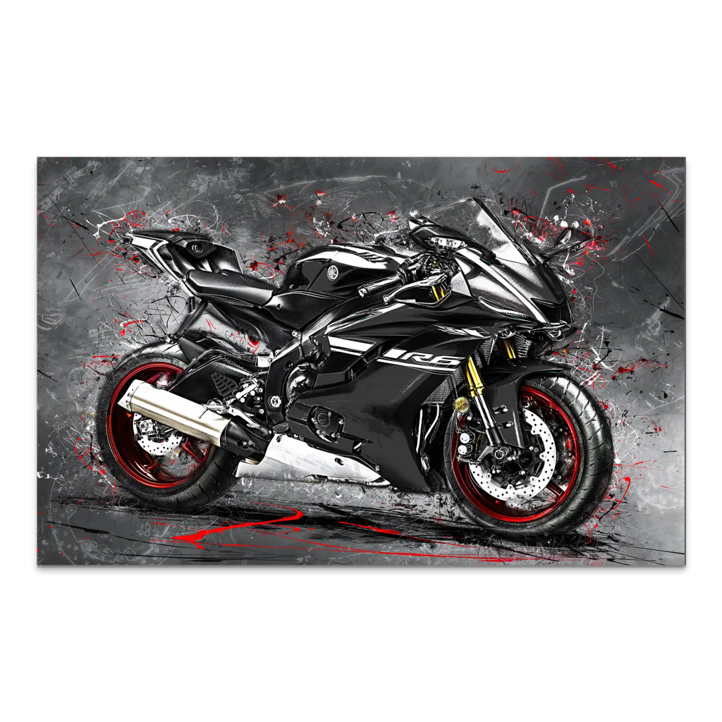 Yamaha R6 Abstrakt Black AluDibond Bild INGALERIE